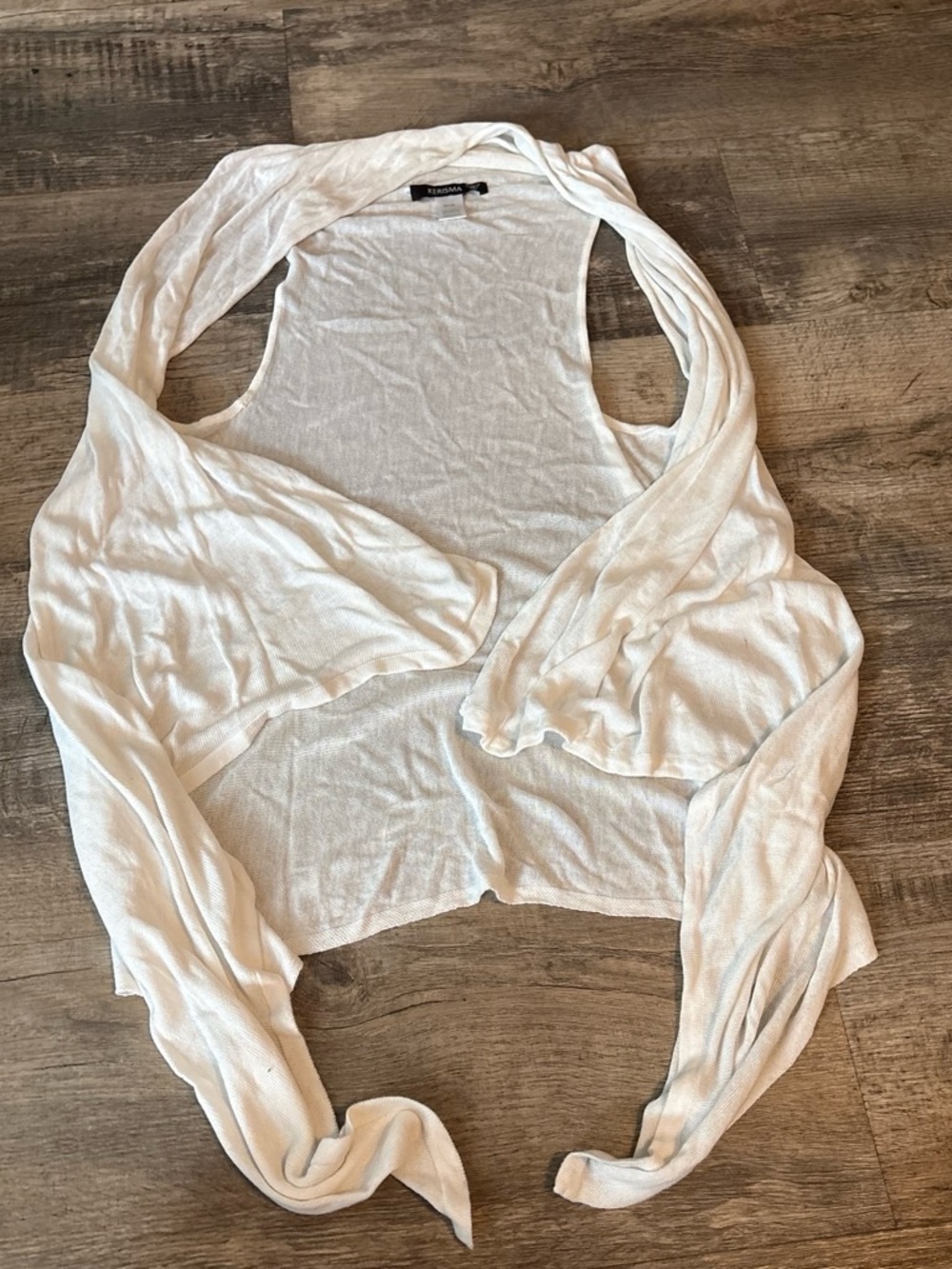 Kerisma White Lightweight Open-Front Draped Cardigan